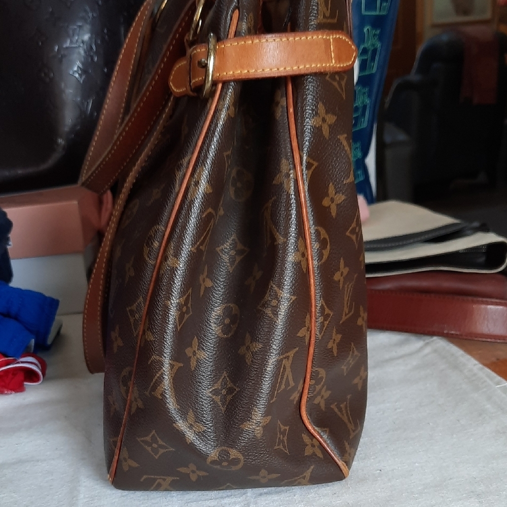 Louis Vuitton Brown Monogram Canvas Shoulder Tote with Leather Trim - Picture 3 of 16